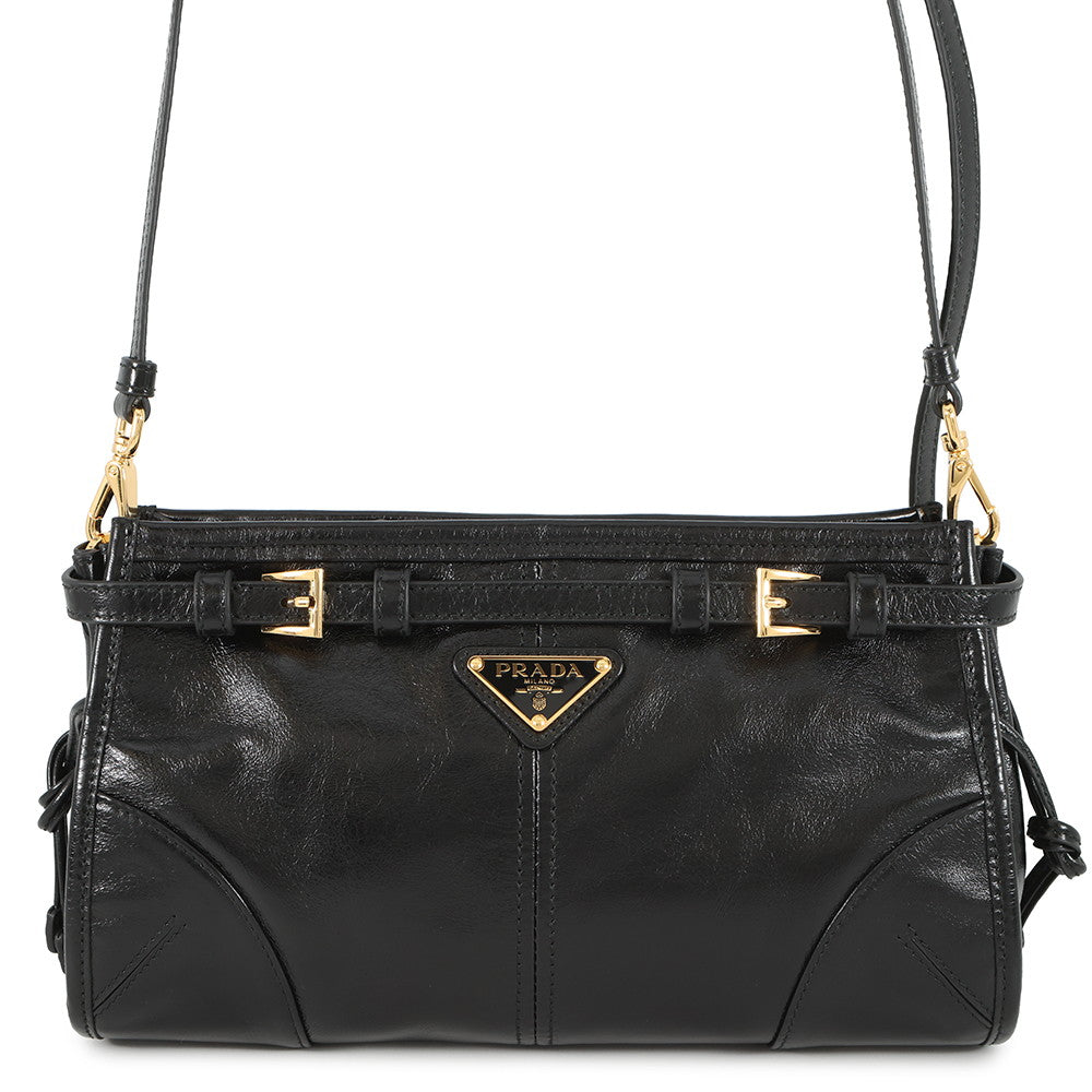 PRADA Bonnie Shoulder Bag Black1BH215 Leather Size Small