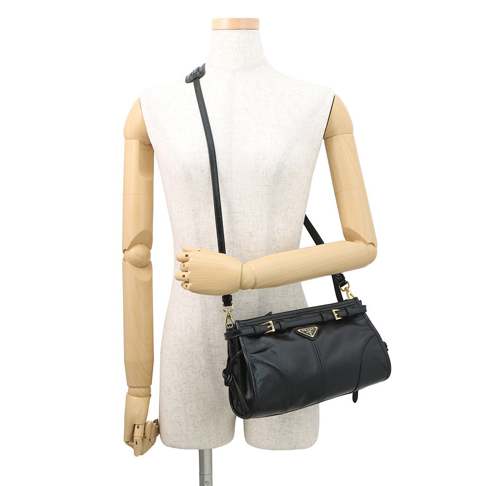PRADA Bonnie Shoulder Bag Black1BH215 Leather Size Small