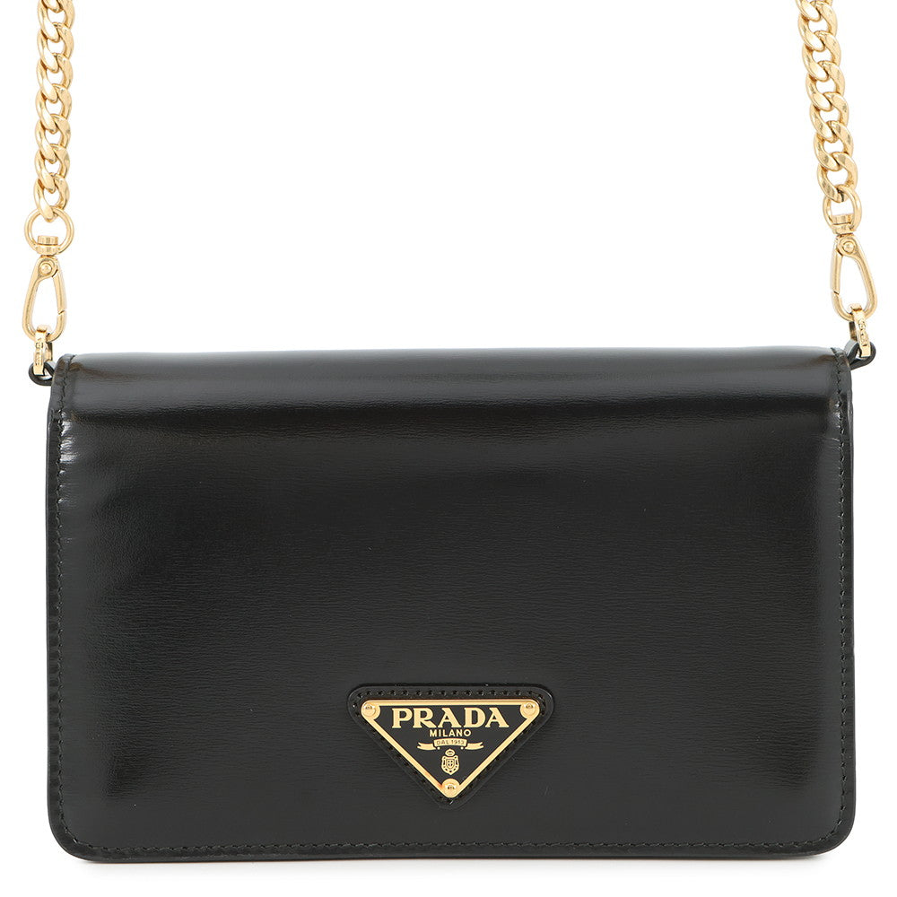 PRADA ChainShoulder Black1BD350 Leather