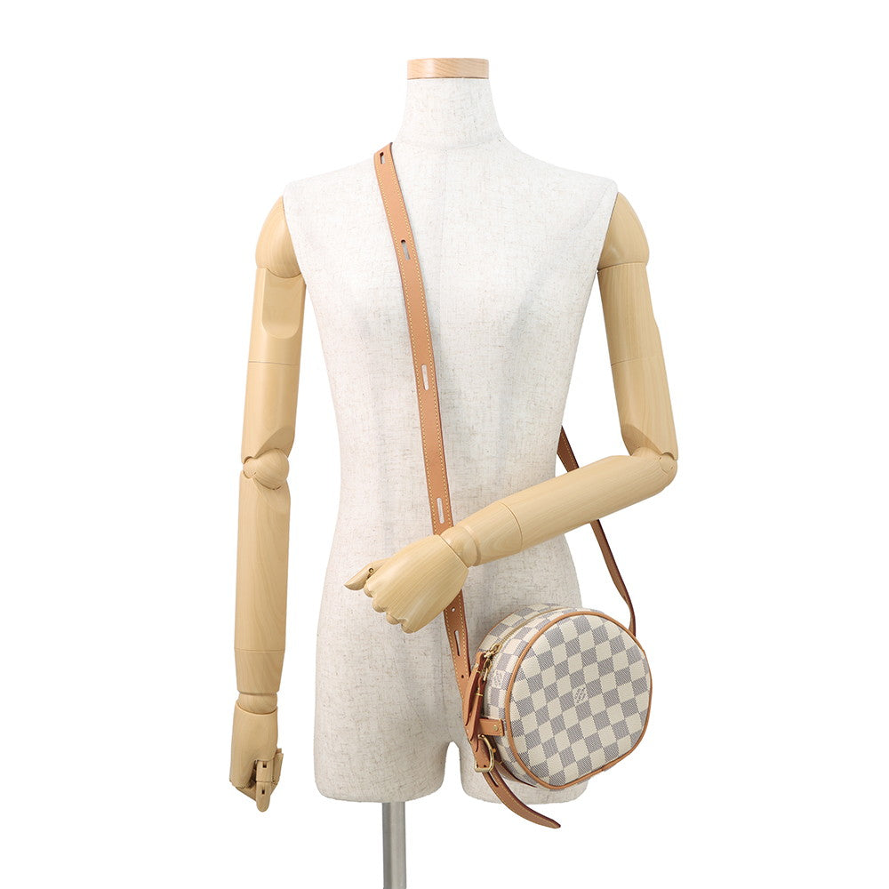 LOUIS VUITTON Boite Chapeau Souple BeigeN40333 Damier Azur Size PM