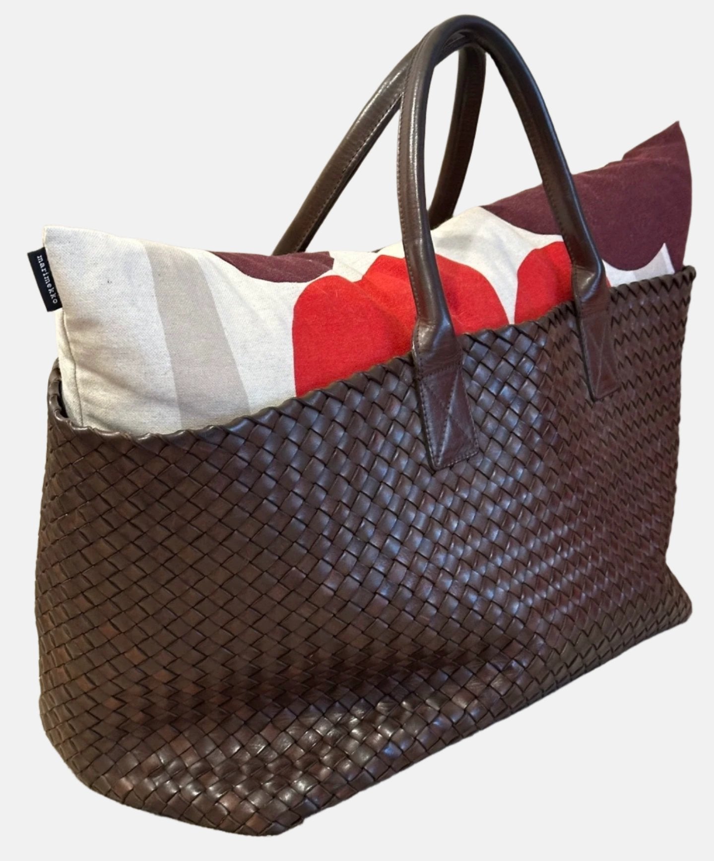 Bottega Veneta Cabat Large Intreccio Leather Tote Bag Dark Chocolate Brown