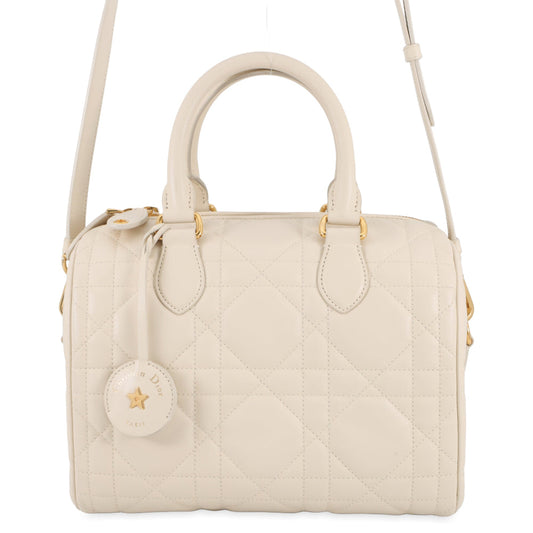 Dior Groove 25 Macrocannage 2-Way Bag IvoryM1365UBOL Calf Leather Size Medium