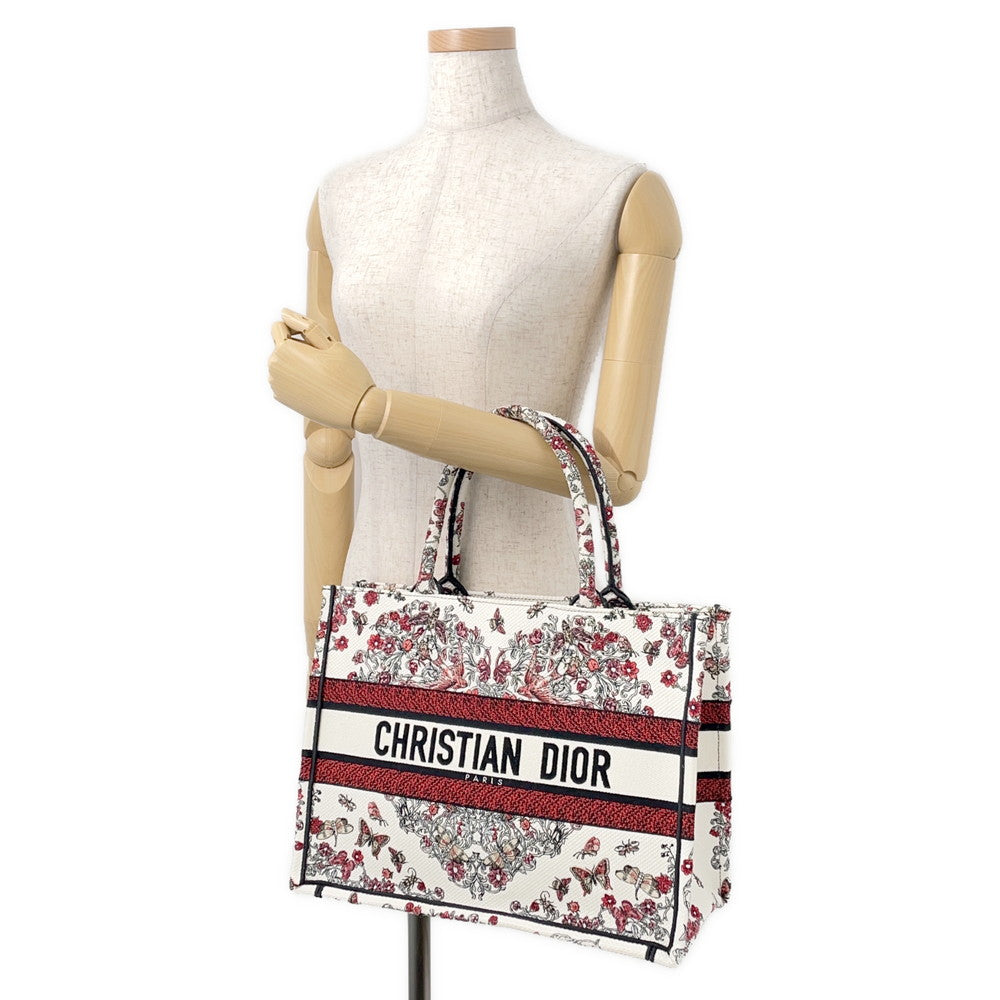 Dior Dioramour Book Tote White/RedM1296ZEEI Canvas Size Medium