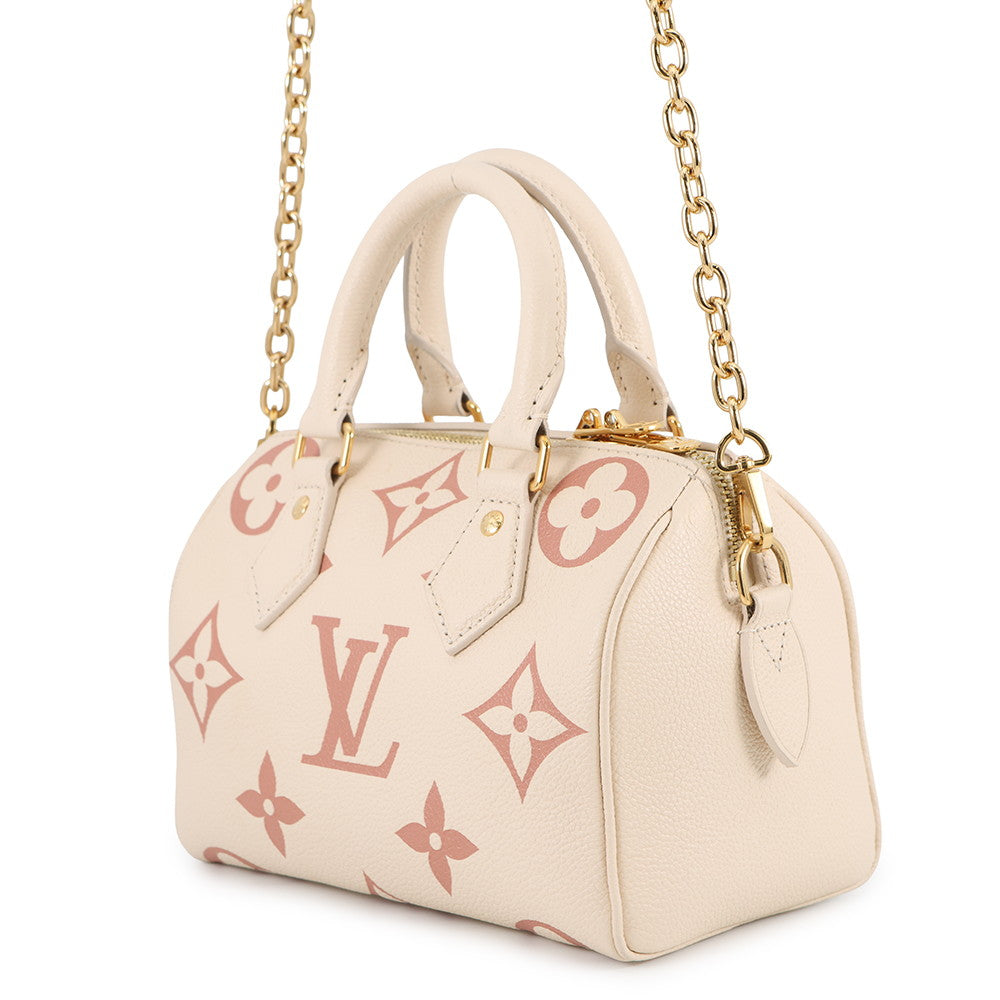 LOUIS VUITTON Speedy Bandouliere Crème/Rose TrianoneM46397 Monogram Empreinte Leather Size 20