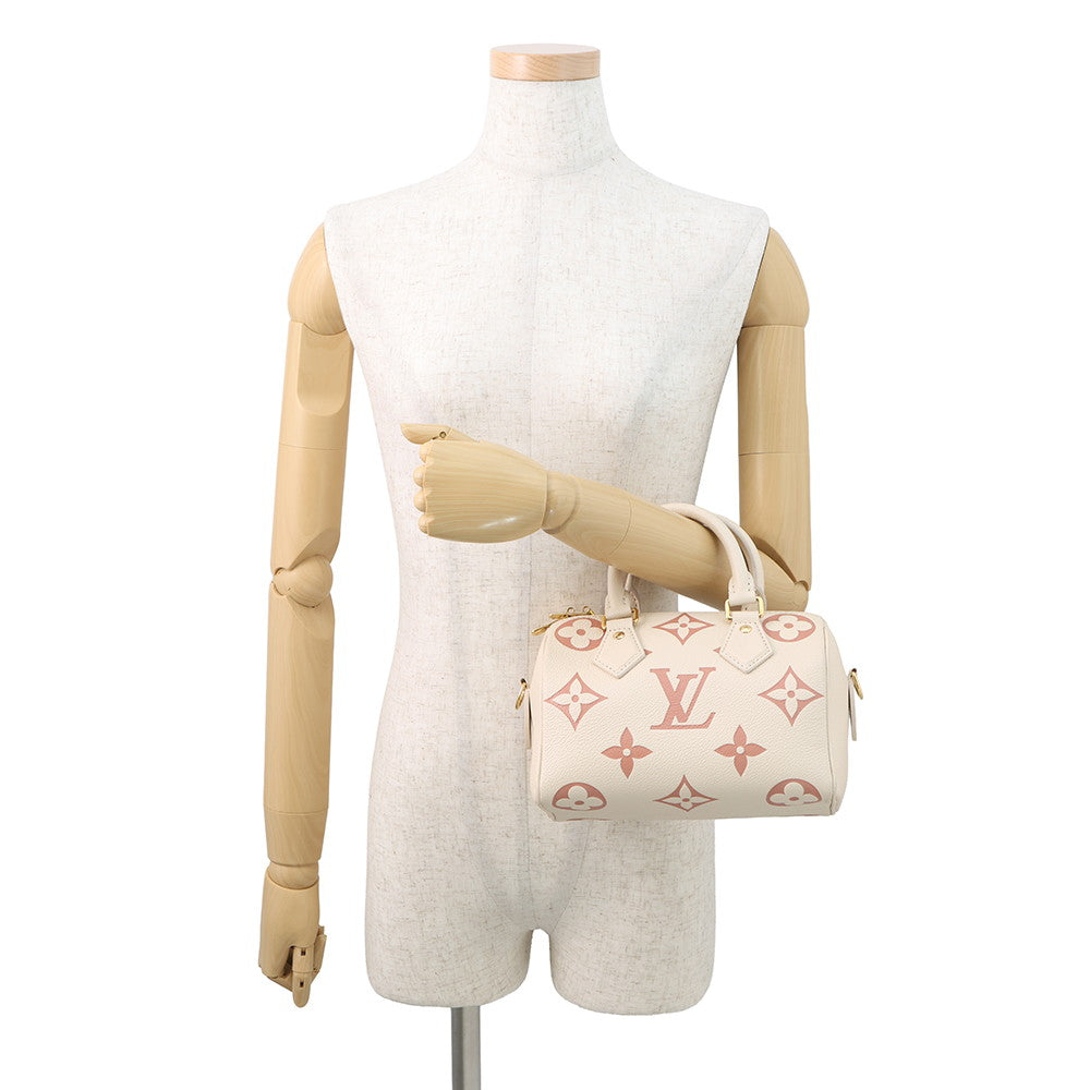 LOUIS VUITTON Speedy Bandouliere Crème/Rose TrianoneM46397 Monogram Empreinte Leather Size 20