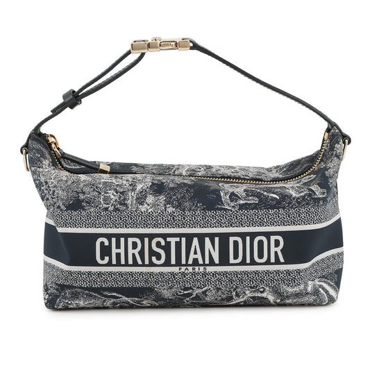 Dior Nomade Pouch Toile de Jouy Reverse NavyS5554OTEU Fabric Calf Leather