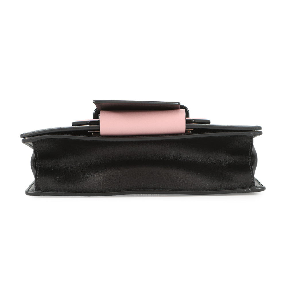 PRADA City Plex Ribbon Shoulder Bag Black/Pink1BD067 Leather Plastic