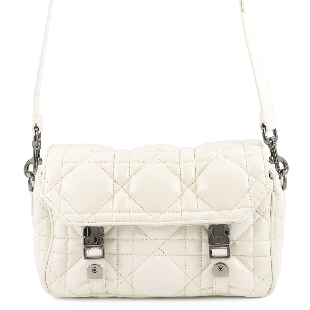 Dior Macrocannage Dior Camp Shoulder Bag WhiteM1243BNEY Leather Size Small