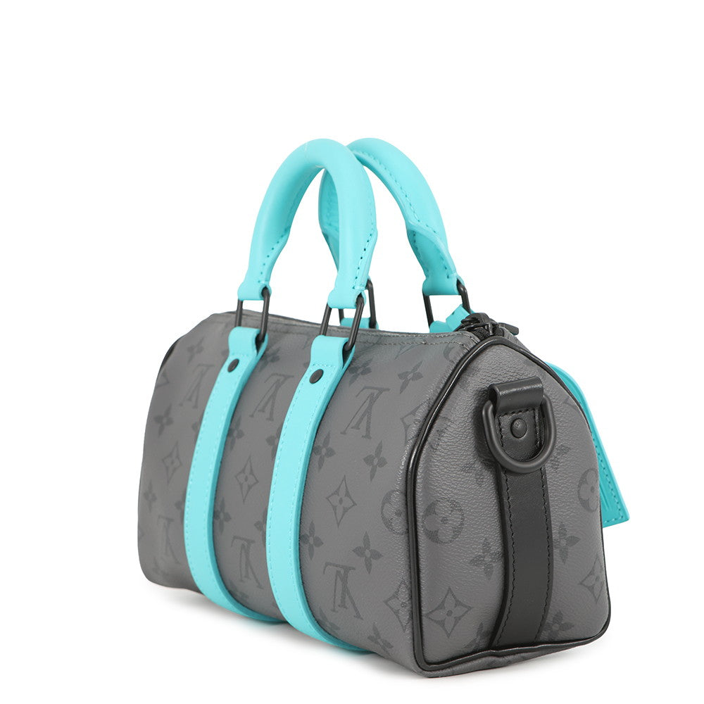 LOUIS VUITTON Keepall Bandouliere Turquoise/NoirM11645 Monogram Eclipse Reverse Size 25