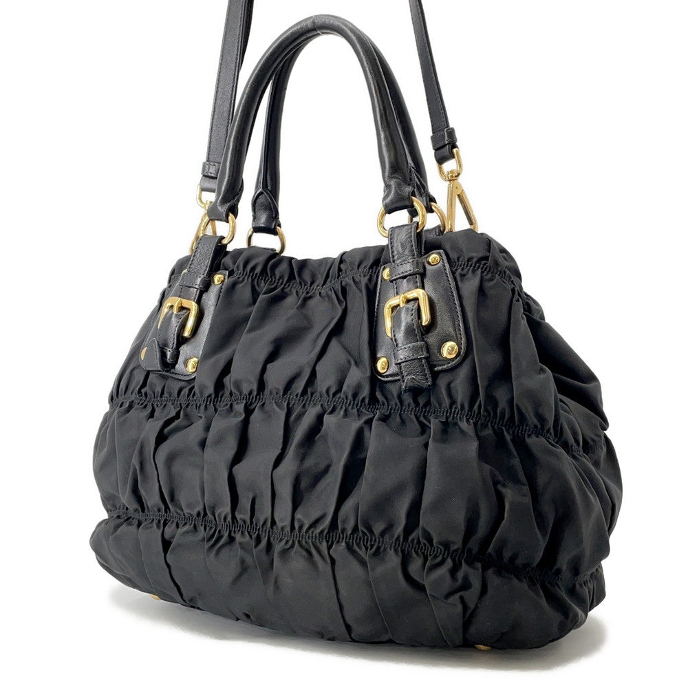 PRADA Gathered 2WAYHandbag BlackBN2346 Nylon Leather