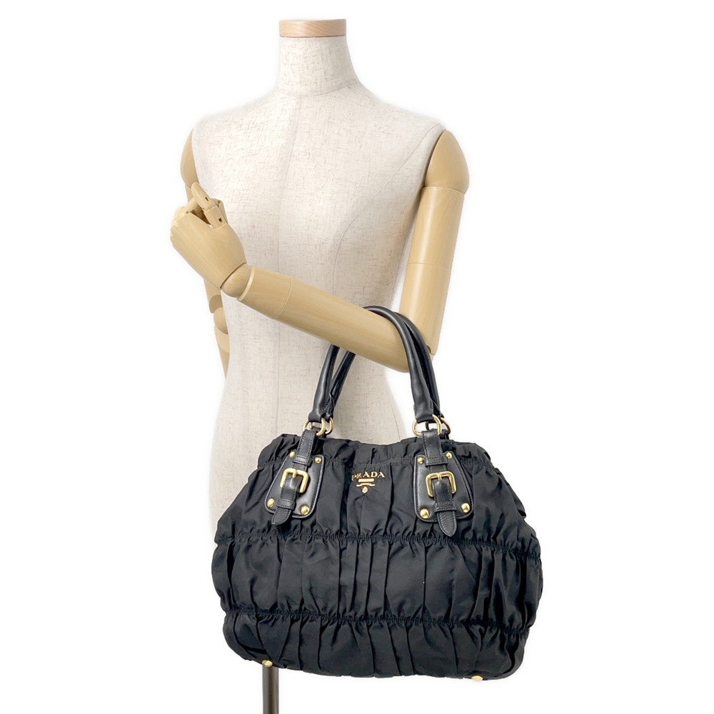 PRADA Gathered 2WAYHandbag BlackBN2346 Nylon Leather