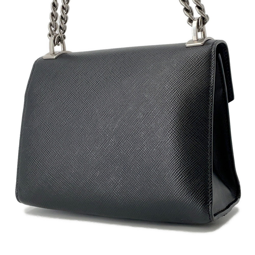 PRADA Saffiano Leather Logo Chainshoulder Bag Black1BD127 Leather