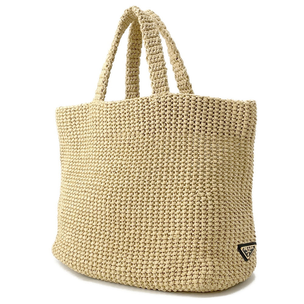 PRADA Crochet Tote Bag Beige1BG392 Raffia