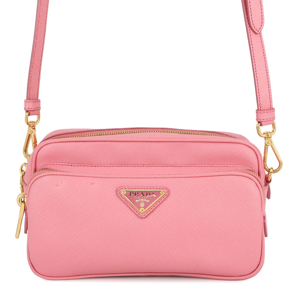 PRADA Triangle Logo Shoulder Bag PinkBT1010 Saffiano LeatherLeather