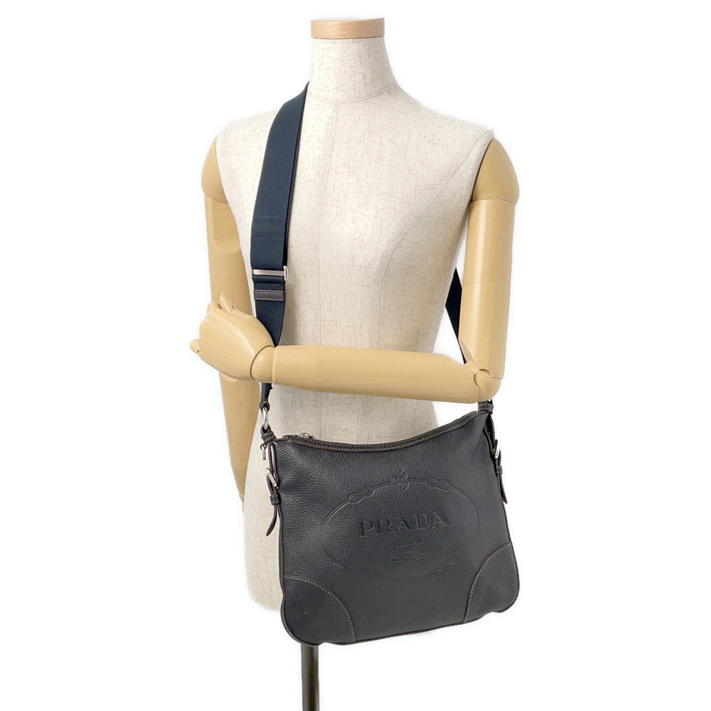 PRADA Logo Shoulder Bag BlackBT0531 Leather