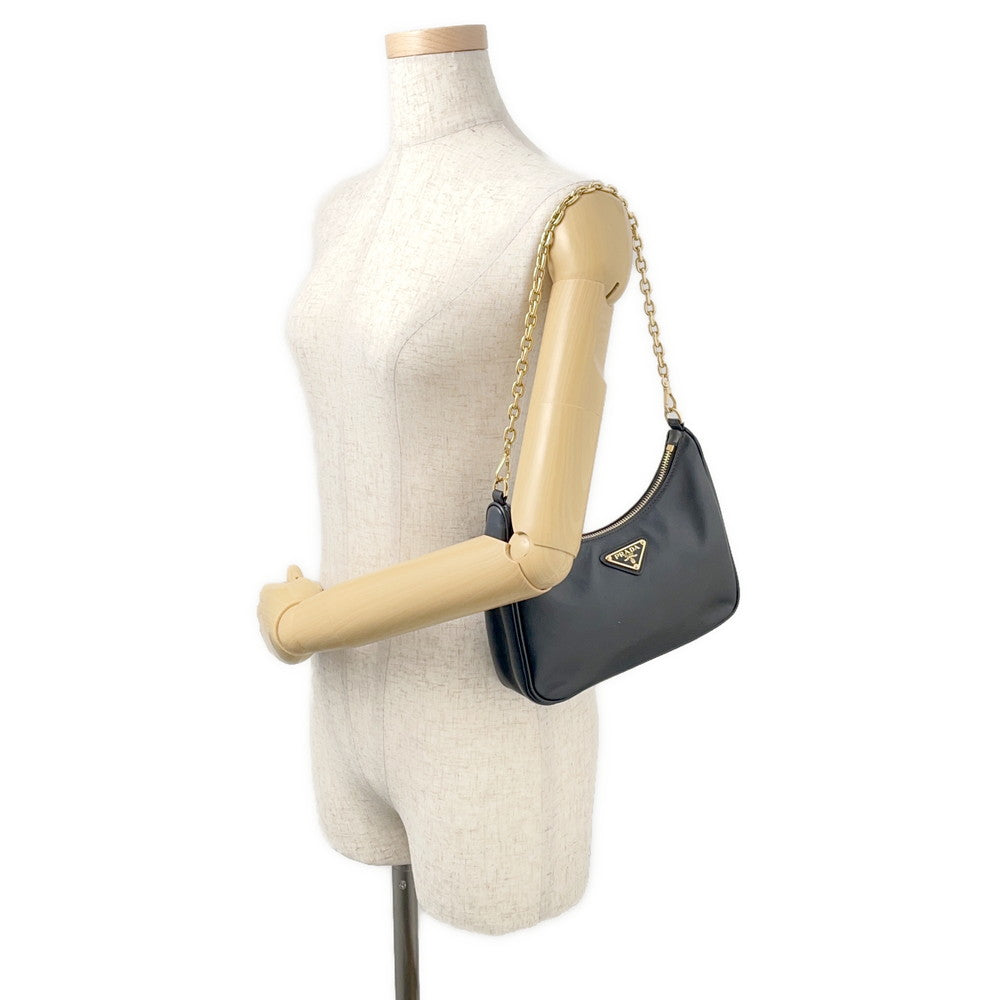 PRADA Re-Edition 2005 ChainShoulder Bag Black1BC204 Leather