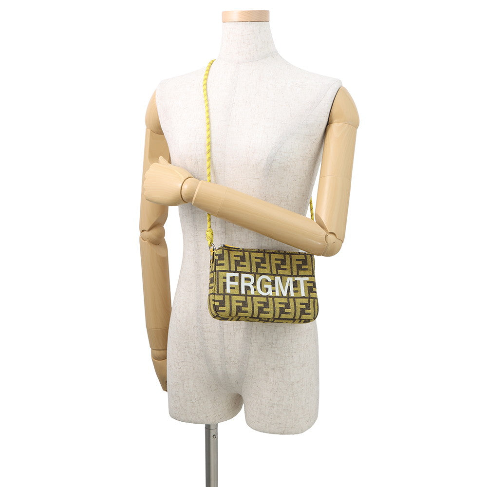 FENDI Fragment Hiroshi Fujiwara Collaboration Baguette Slim Clutch Yellow/Brown8BS073 Canvas