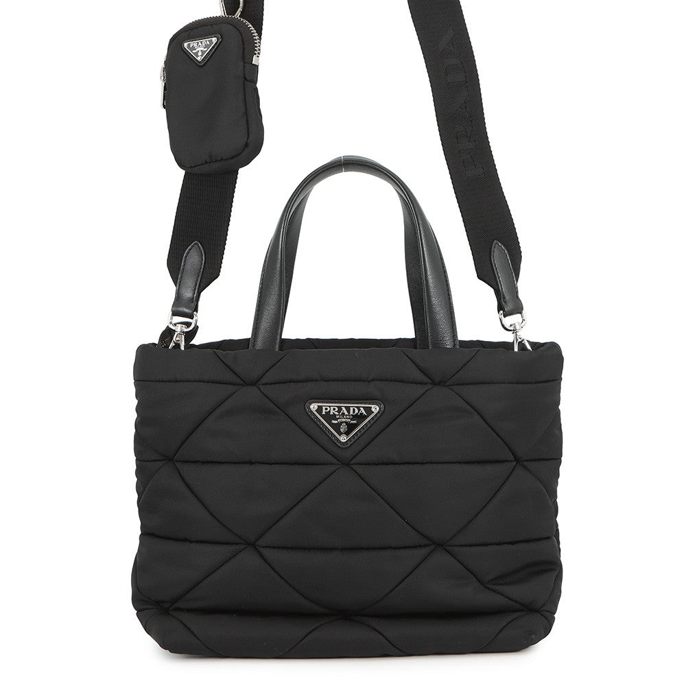 PRADA Padded Re-Nylon 2-way Tote Bag Black1BG373 Nylon Size Small
