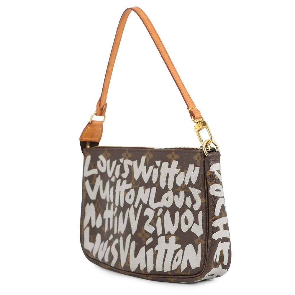 LOUIS VUITTON Pochette Accessoires White/BrownM92192 Monogram?Graffiti