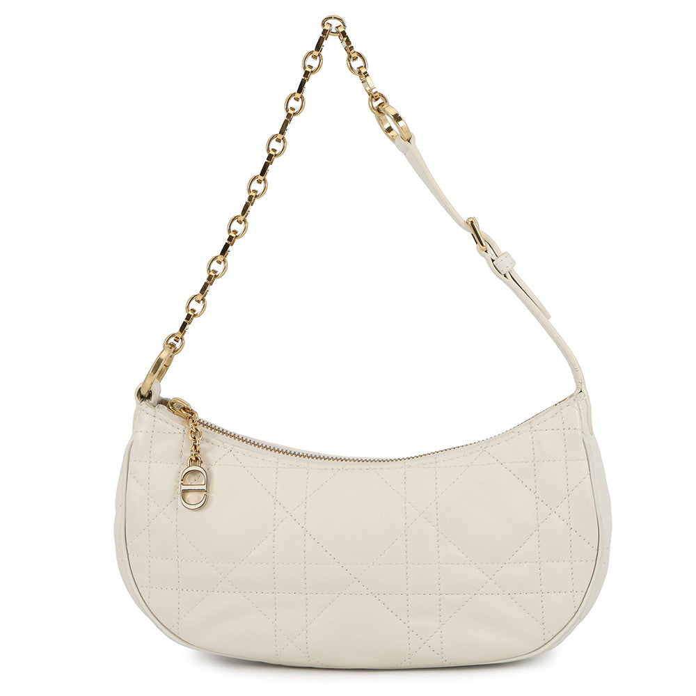 Dior Macrocannage CD Lounge Hobo Bag Latte WhiteM22626FBE Lambskin