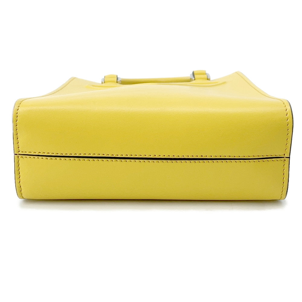 PRADA Triangle Logo 2WAY Handbag Yellow1BA333 Leather