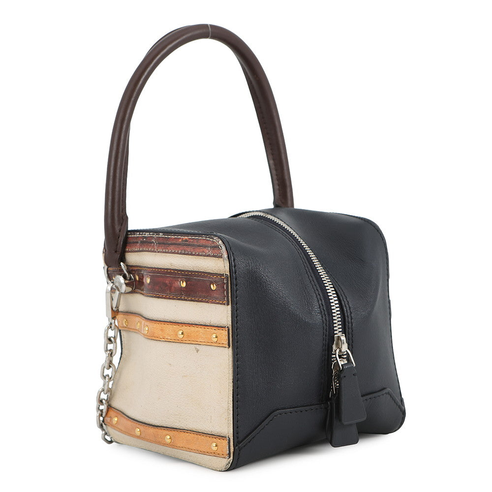 LOUIS VUITTON Square bag Navy/Beige/BrownM52350 Monogram trompe l'oeil