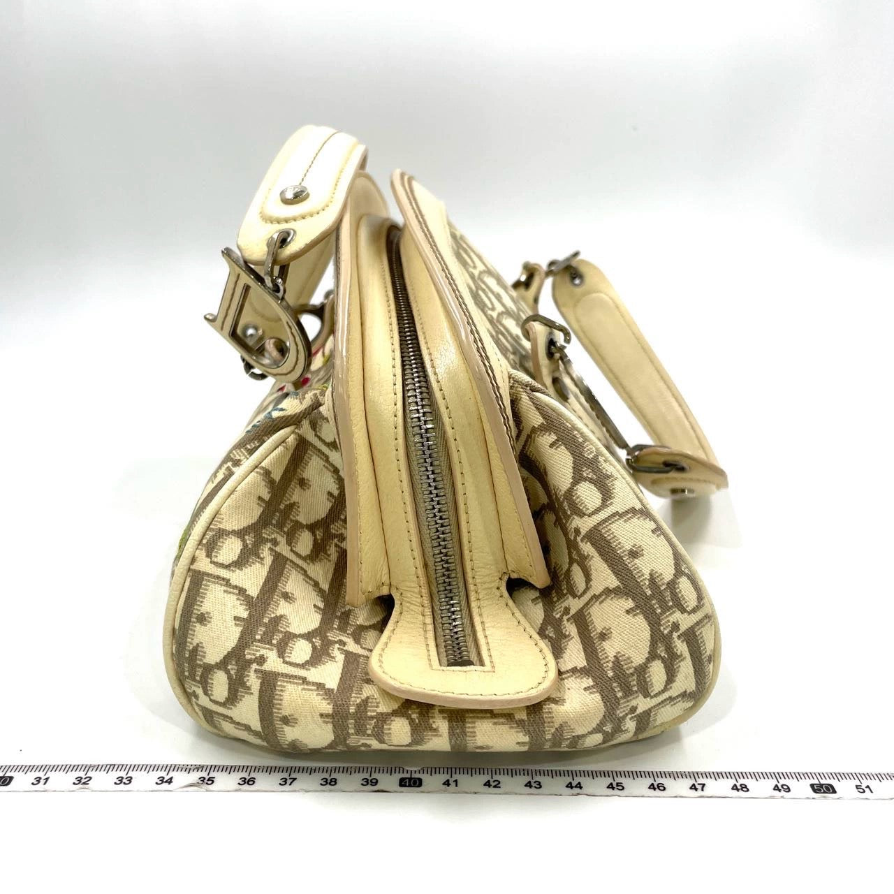 Dior Embroidered Diorissimo Bowler Bag Top White Monogram