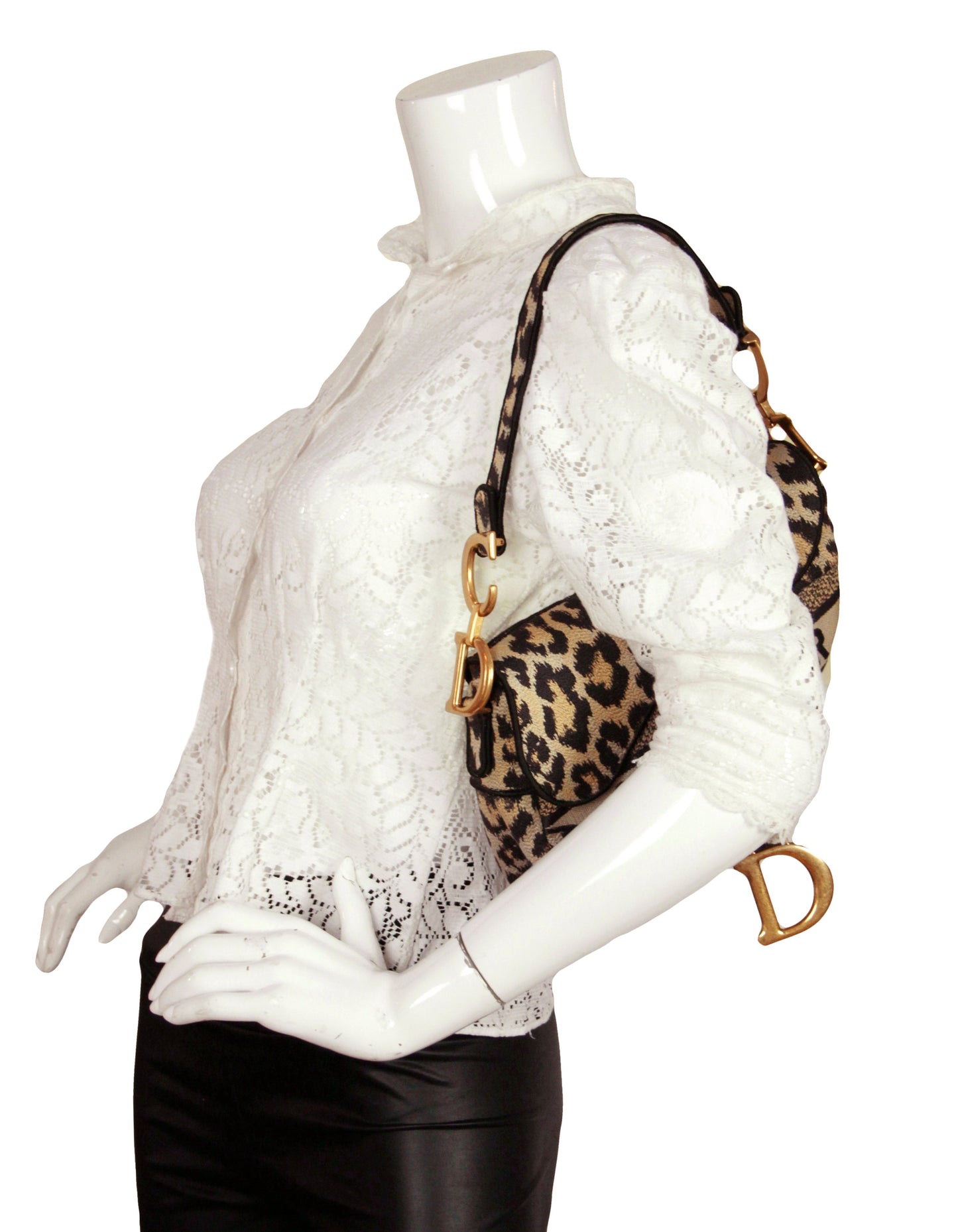 Christian Dior 2021 Mizza Embroidery Leopard Print Saddle Bag