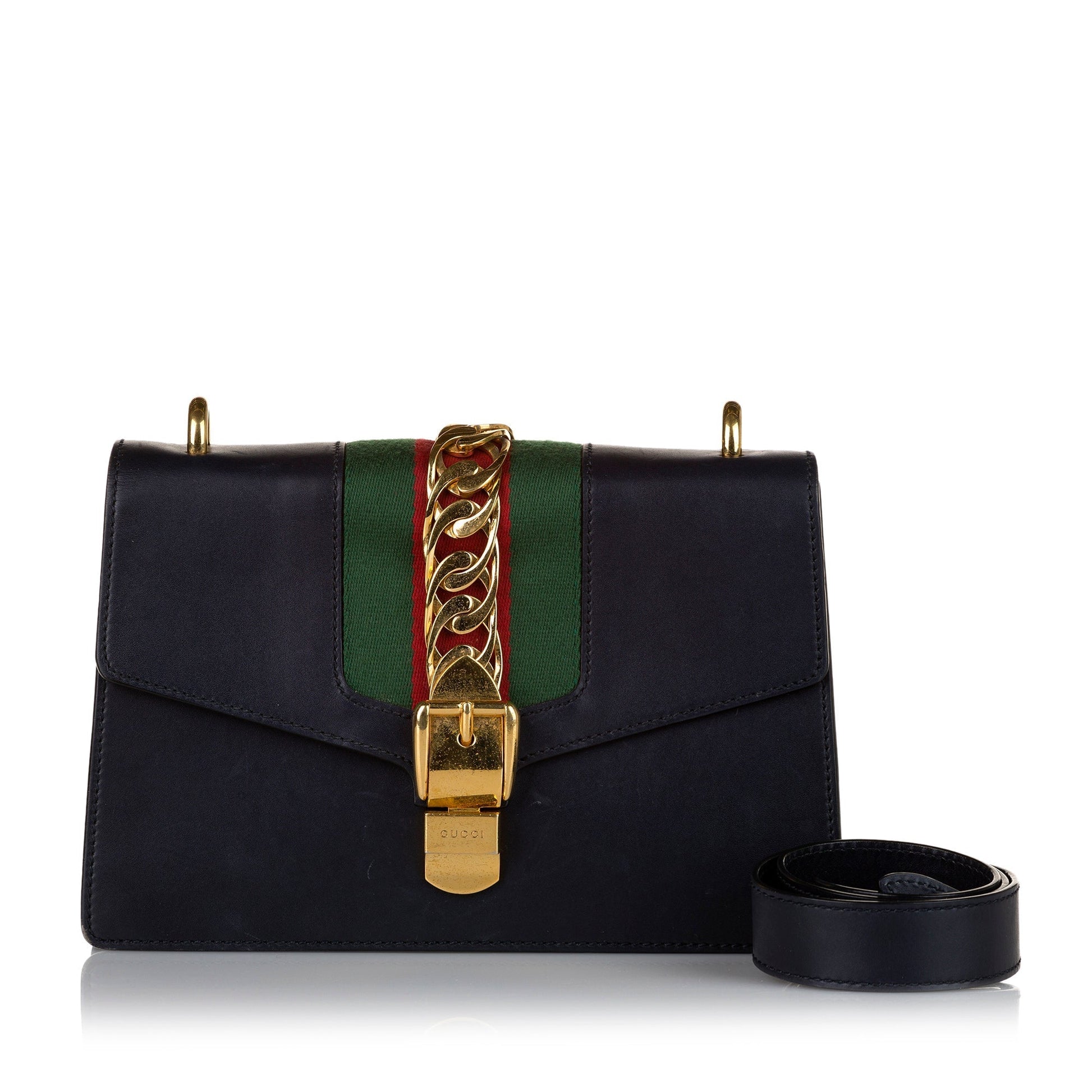 Gucci Sylvie Black Leather Shoulder Bag Style 1