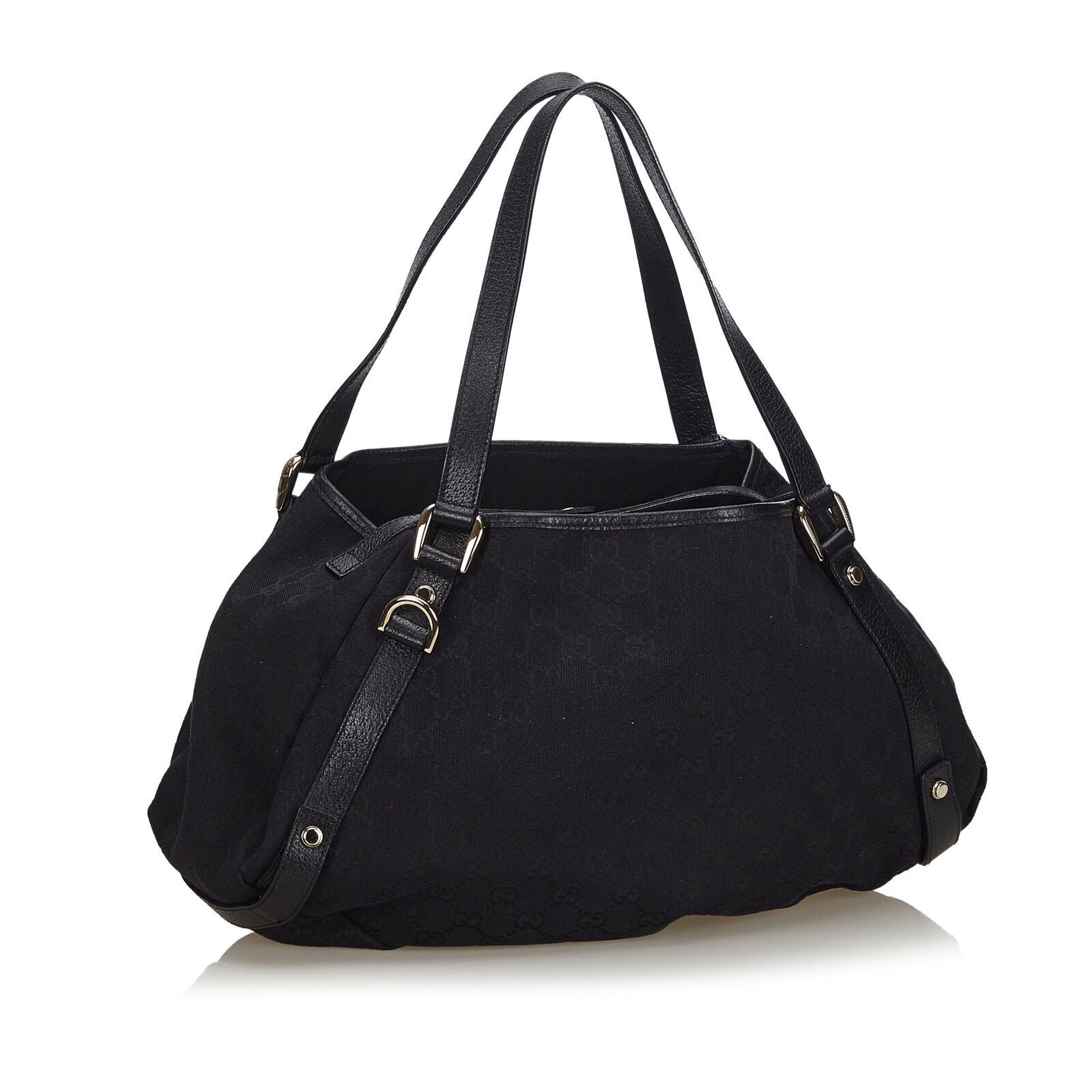 Gucci Black Leather Canvas Tote Style 3