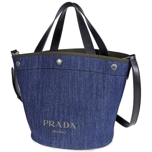 Prada and Leather Tote Bag- Blue/Camouflage Green 1BG244_2BBV_F0YFS_V_OOO