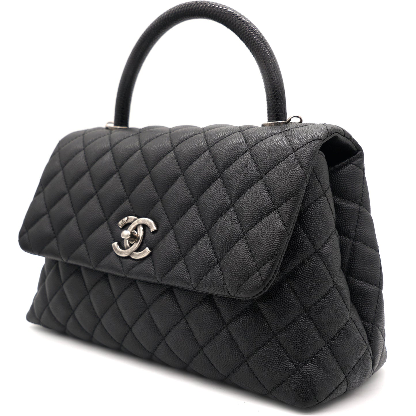 Chanel Black Caviar Leather Medium Coco Top Handle Bag