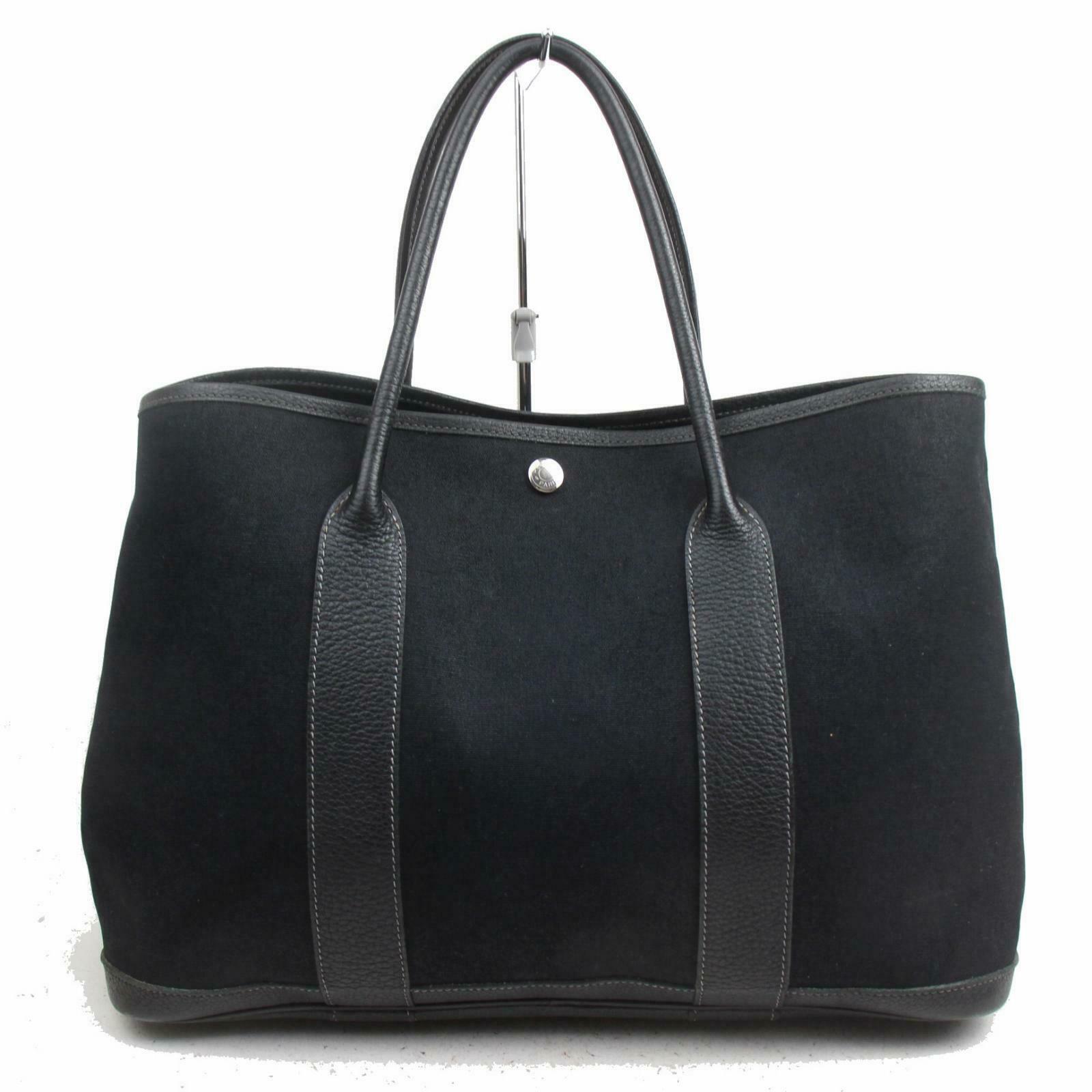 Luxury Hermes Tote Bag Garden Party Pm Black Canvas ( -16032)