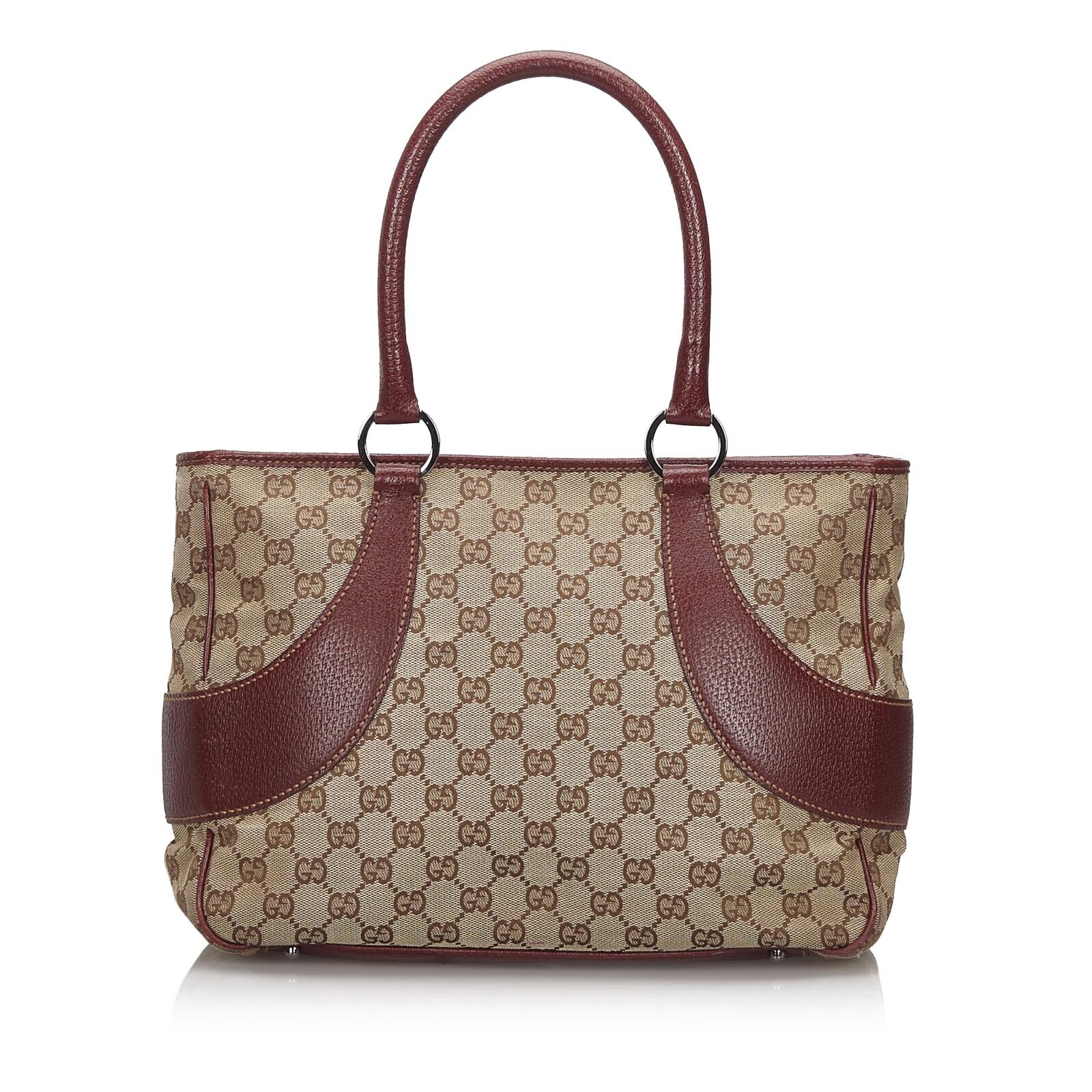 Gucci Brown Leather Canvas Tote Style 5