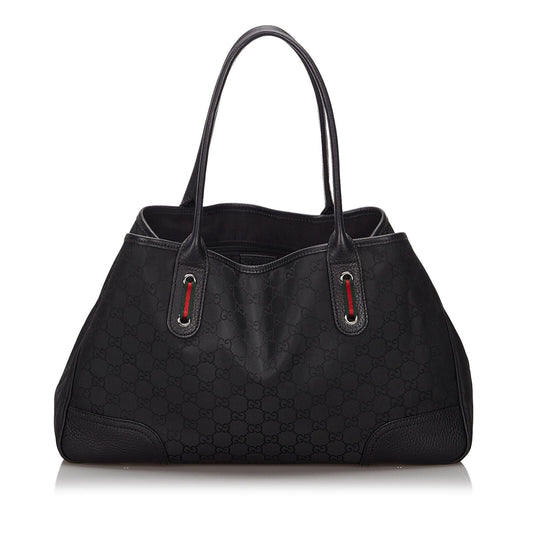 Gucci Princy Black Leather Canvas Tote