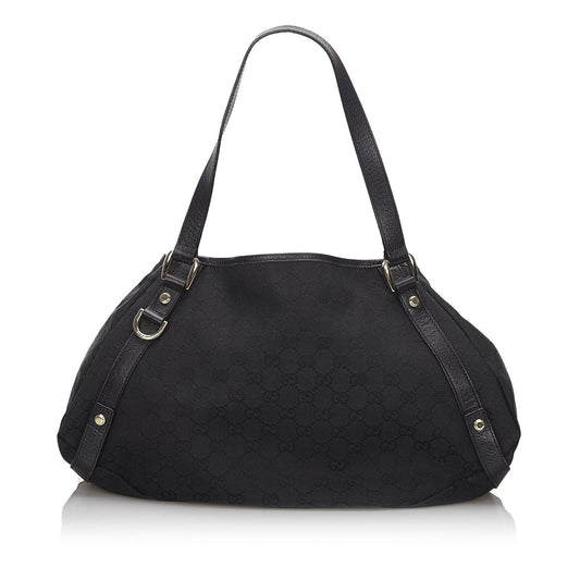 Gucci Black Leather Canvas Tote Style 1