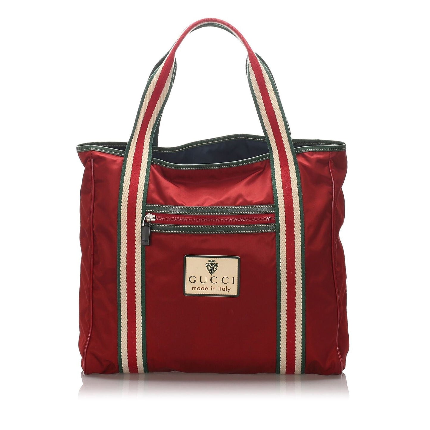 Gucci Red Leather Nylon Tote