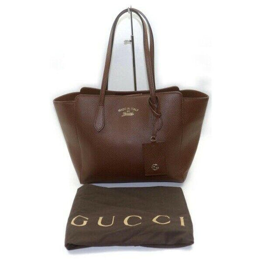 Gucci Brown Leather Canvas Tote Style 40
