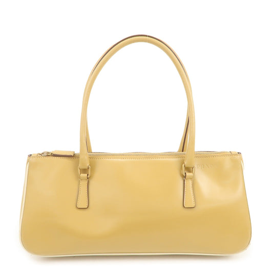 PRADA Leather Shoulder Bag Hand Bag Light Brown