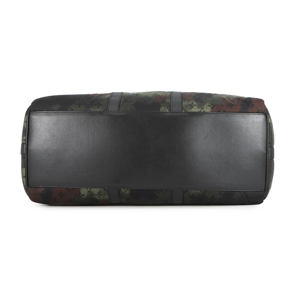 LOUIS VUITTON Keepall Bandouliere Khaki/NoirM56416 Monogram?Camouflage Nylon Leather Size 50