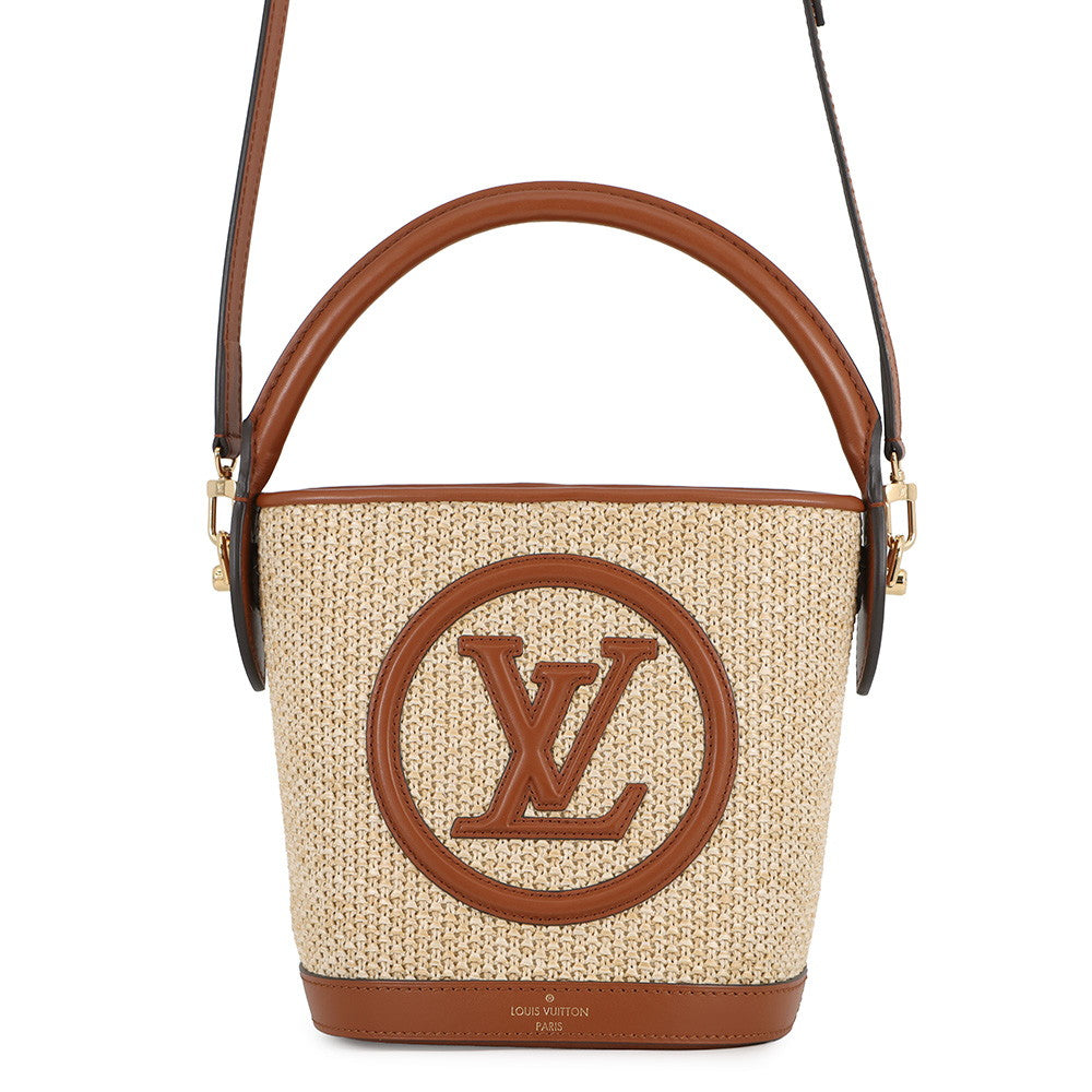 LOUIS VUITTON Petit Bucket Caramel/BeigeM59962 Raffia Leather