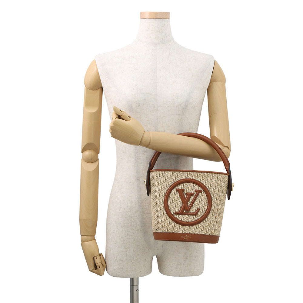 LOUIS VUITTON Petit Bucket Caramel/BeigeM59962 Raffia Leather