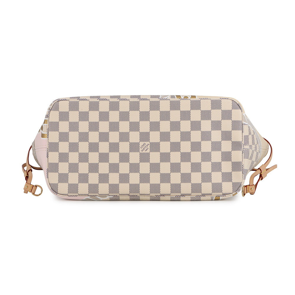 LOUIS VUITTON Nautical Neverfull Beige/Pink/GoldN40471 Damier Azur Rope & Chain Size MM