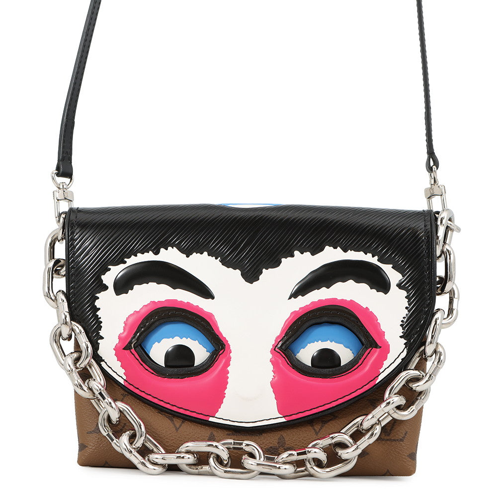 LOUIS VUITTON Monogram (Kabuki) Pochette Kabuki Mask NoirM43495 Monogram Reverse Canvas Epi Leather