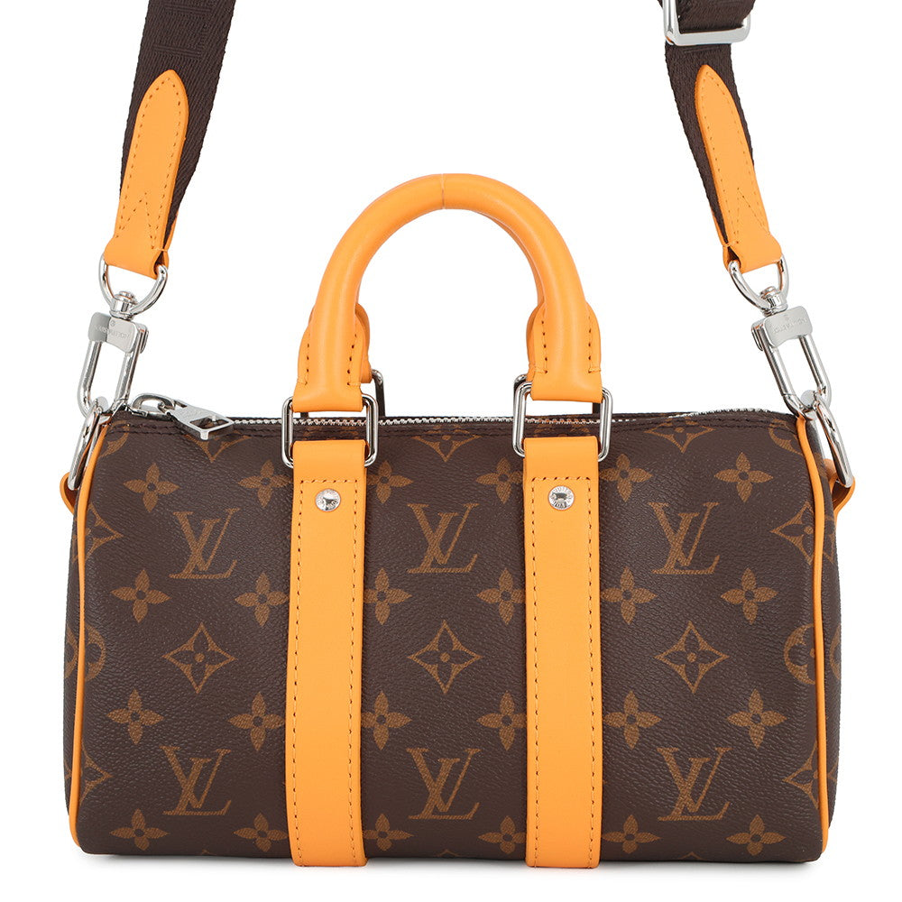 LOUIS VUITTON Keepall Bandouliere SaffronYellowM12733 Monogram Macassar Canvas Size 25