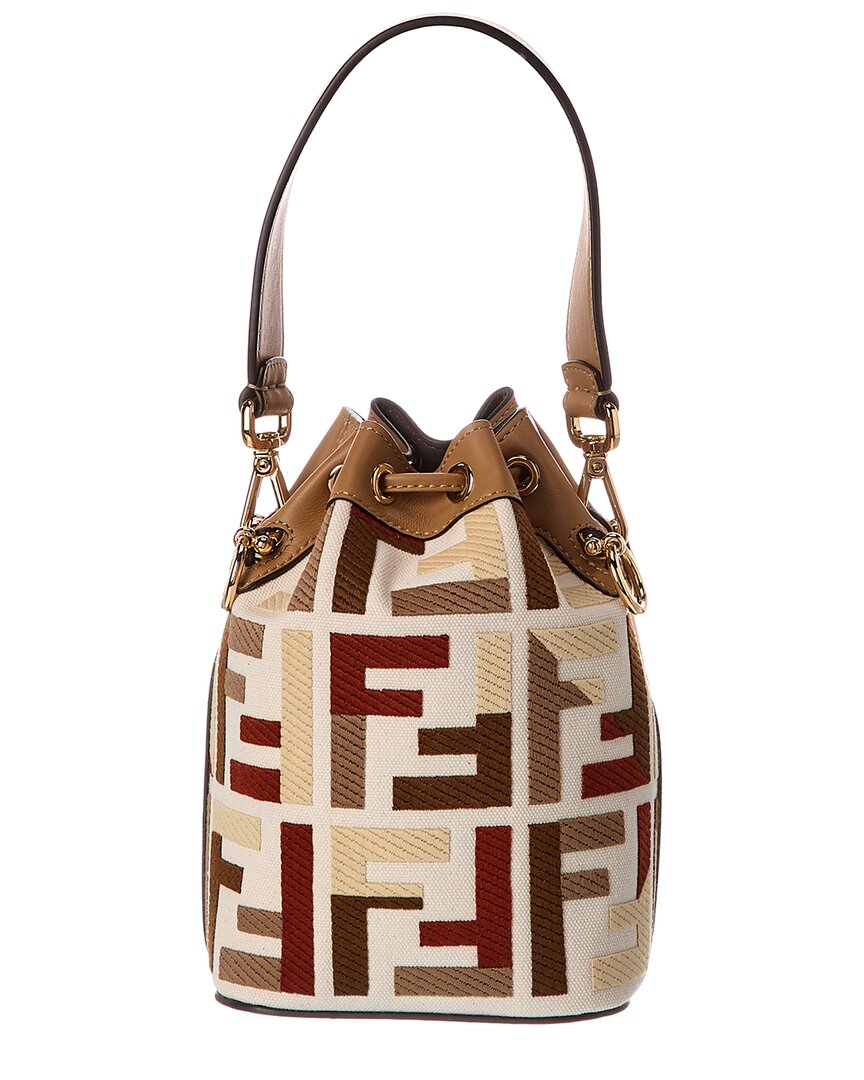 Fendi Mon Tresor Mini Ff Canvas & Leather Bucket Bag