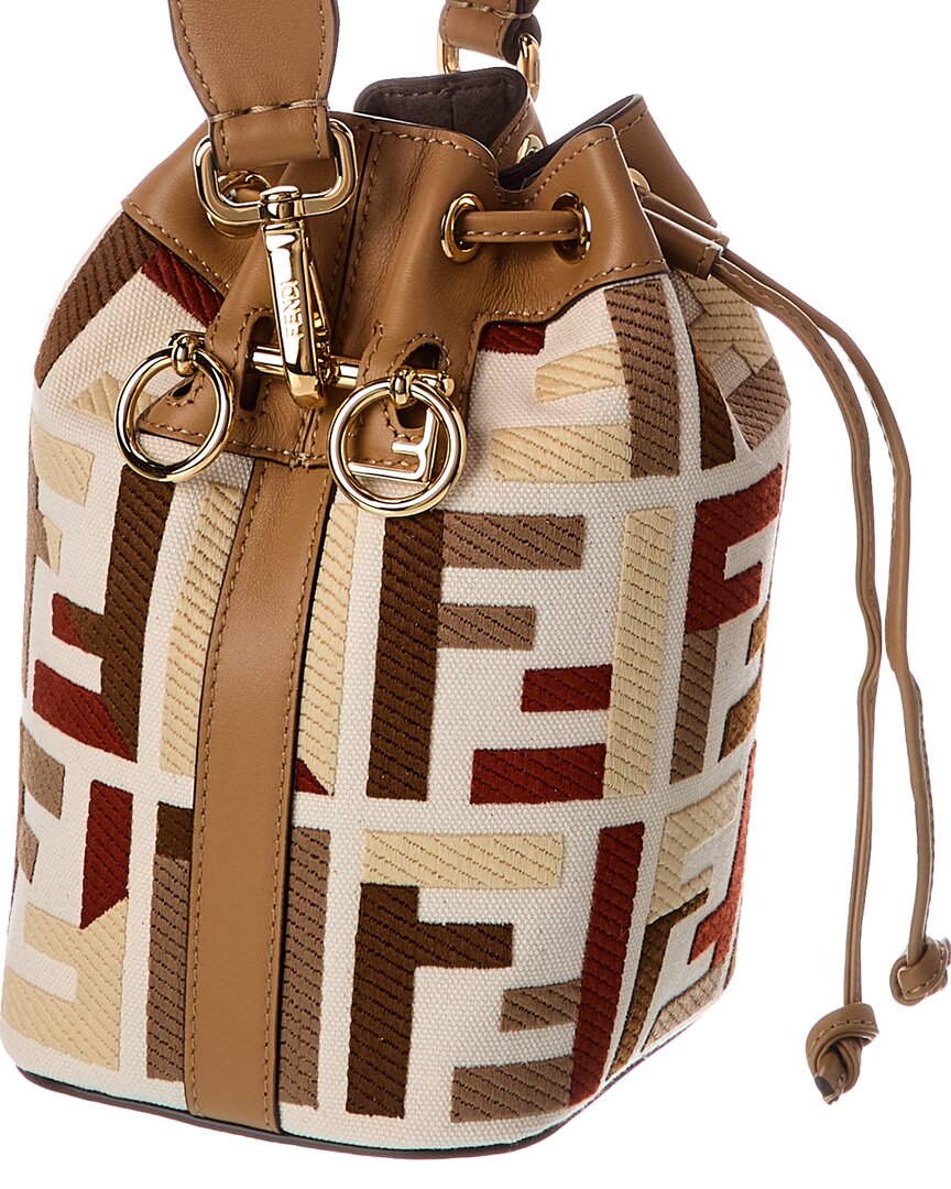 Fendi Mon Tresor Mini Ff Canvas & Leather Bucket Bag