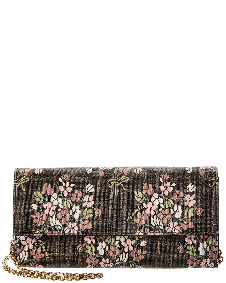 Fendi Roma Ff Jacquard & Leather Wallet On Chain