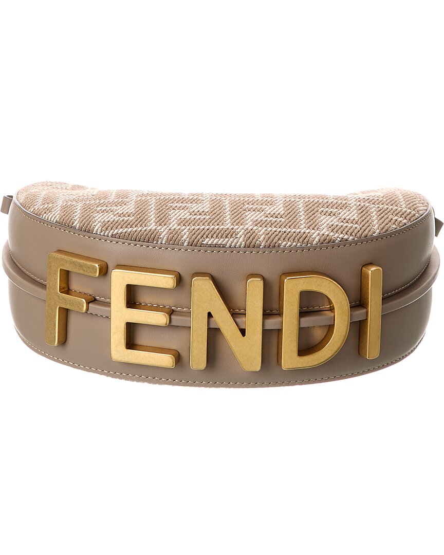 Fendi Fendigraphy Mini Ff Jacquard & Leather Hobo Bag