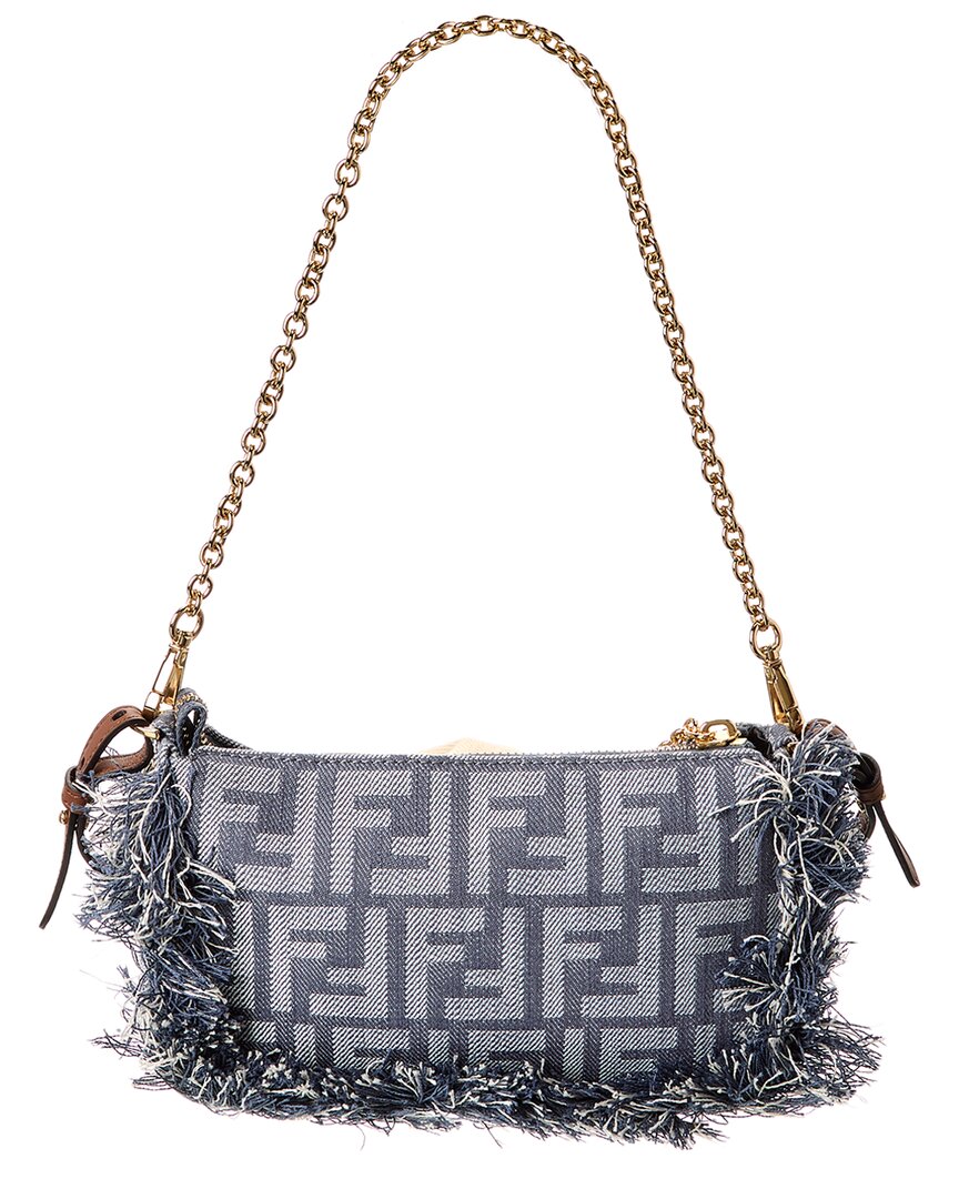 Fendi Baguette Ff Denim Pouch